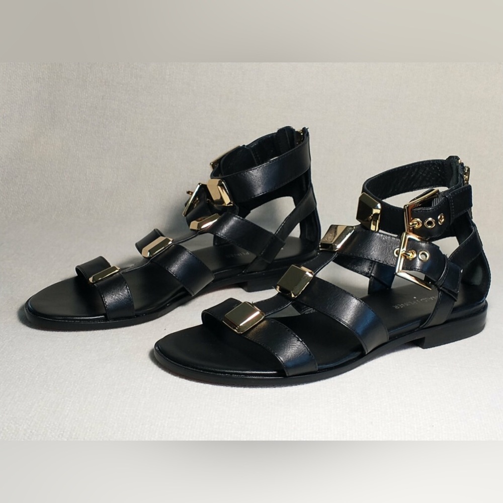 BRAND NEW!! Donald Pliner black sandals with gold detail!